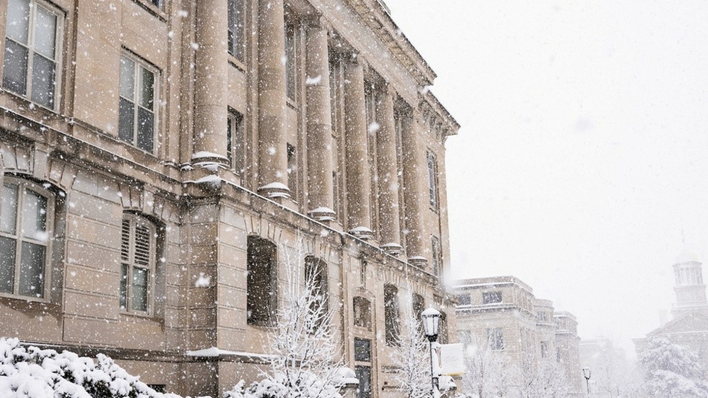 Gilmore Hall in the snow